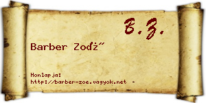 Barber Zoé névjegykártya